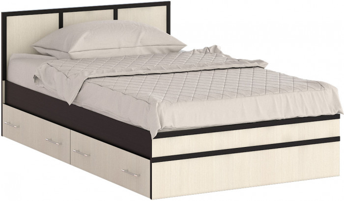 Сакура Кровать с ящиками 1200, венге/дуб лоредо