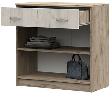 КМ 552М Бася ЛДСП комод 1 ящ. 2 ств. дуб крафт серый/дуб крафт белый