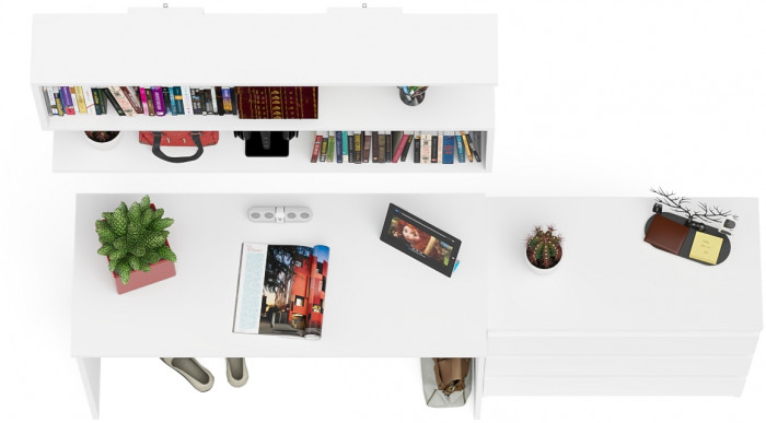 Мори письменный стол МСП1200.1 + Комод МК800.1 + Полка 1200, белый