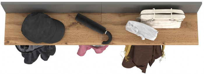 Октава 15.14.01 Вешалка + 15.14.01 Вешалка, серый графит/дуб крафт золотой