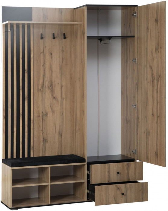 Шкаф для прихожей Либерти 51.22 (опора h20) Дуб вотан/Черный
