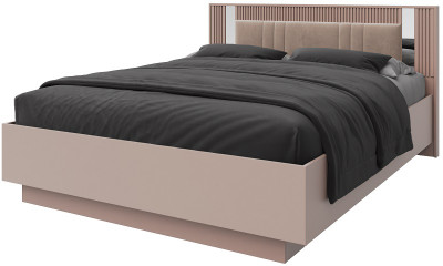 Кровать KING-SIZE 180х200 "Харди" с зеркальными вставками - Латте/Ирландский ликер