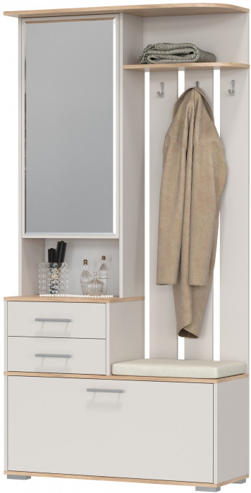 Прихожая 2-3431дкз/к.с Домино - Шкаф с вешалкой, цвет дуб крафт золотой/кашемир серый, ШхГхВ 100х36х202 см., универсальная сборка