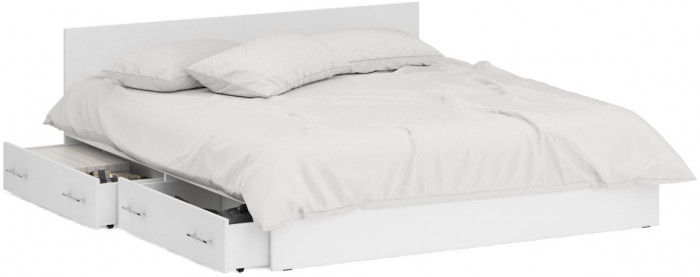 Стандарт Кровать с ящиками 1800, цвет белый, ШхГхВ 183,5х203,5х70 см., сп.м. 1800х2000 мм., без матраса, основание есть