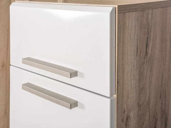 Лайн Прихожая № 06, цвет дуб крафт серый/фасады МДФ белый глянец, ШхГхВ 111,8х35,1х210 см., НЕ универсальная сборка