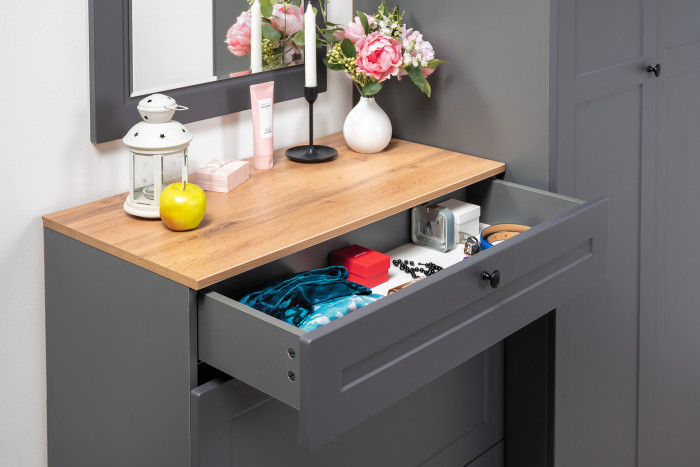 Остин 16.121 Тумба для обуви + 16.121 Тумба для обуви, серый графит/дуб крафт золотой