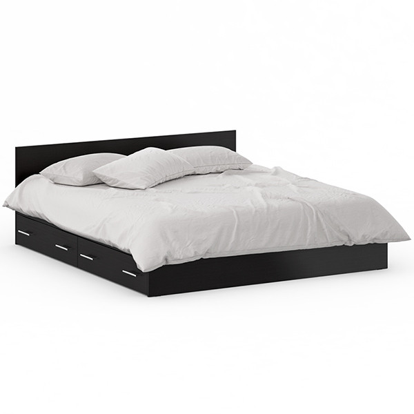 Стандарт Кровать с ящиками 1800, цвет венге, ШхГхВ 183,5х203,5х70 см., сп.м. 1800х2000 мм., без матраса, основание есть