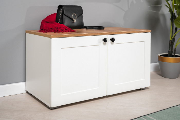 Остин Прихожая 42, белый шагрень/дуб крафт золотой