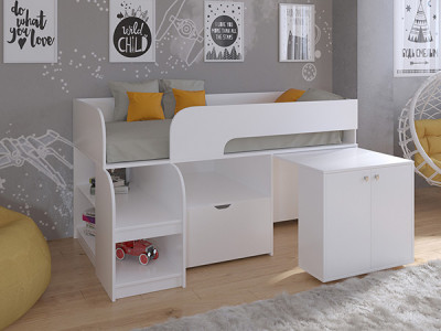 Кровать чердак Астра 9 V9 Белый/Белый