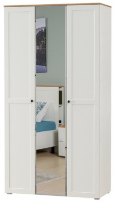 Остин 13.336.03 Шкаф для одежды(три двери, на средней есть зеркало), цвет белый шагрень/дуб крафт золотой, ШхГхВ 120х54,6х229,8 см., ун. сборка