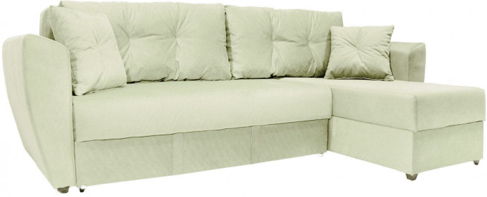 Диван-кровать угловой Амстердам Люкс, 150х200, еврокнижка, независимый пружинный блок, велюр, бежевый