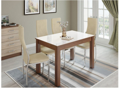 Стол обеденный Бруно 1200х800 орех шоколадный/лакобель белый