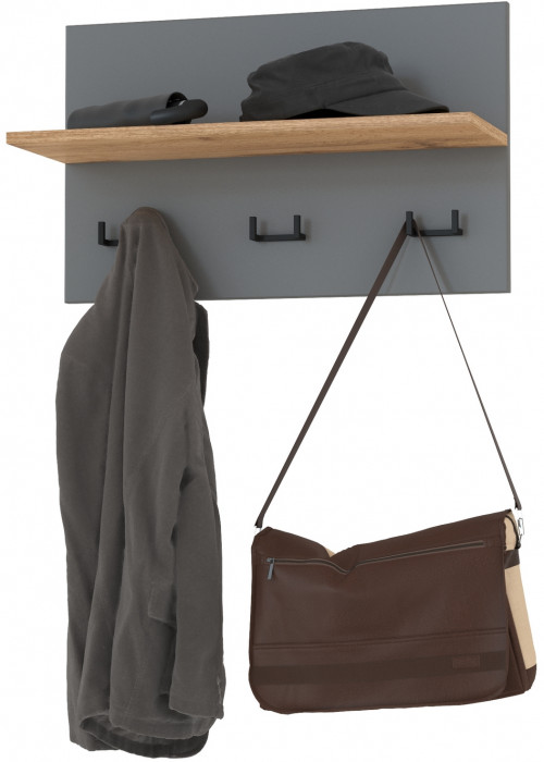 Октава 15.14.01 Вешалка, серый графит/дуб крафт золотой