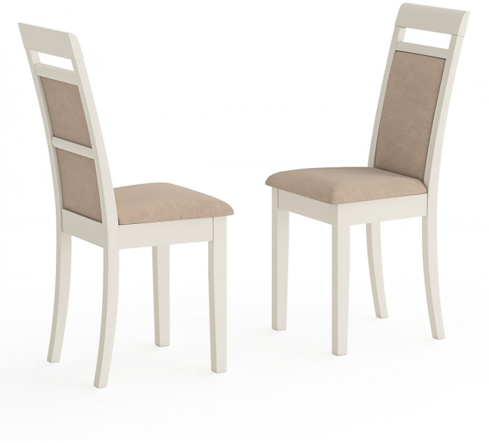 Два стула Мебель--24 Гольф-12 разборных, цвет слоновая кость, обивка ткань велюр бежевый 05, 40х40х100 см., от пола до верха сиденья 47 см.(мягк сп.)