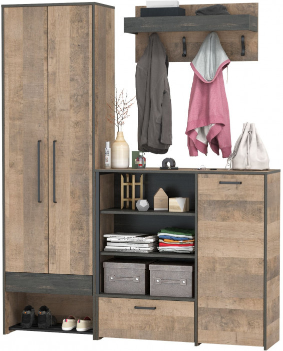 Трувор Прихожая 201, дуб гранж песочный/интра