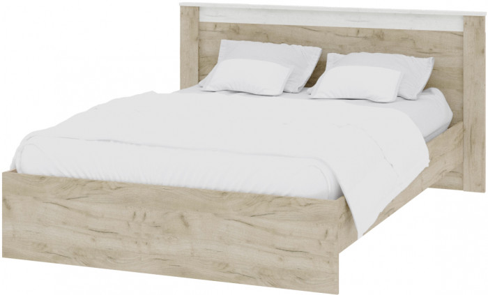 Кровать 140х200 "Адель" с настилом ДСП - Крафт серый/Крафт белый