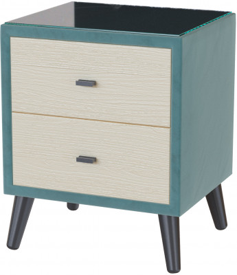 Тумба прикроватная интерьерная Ланс бирюза/мдф клен кремовый