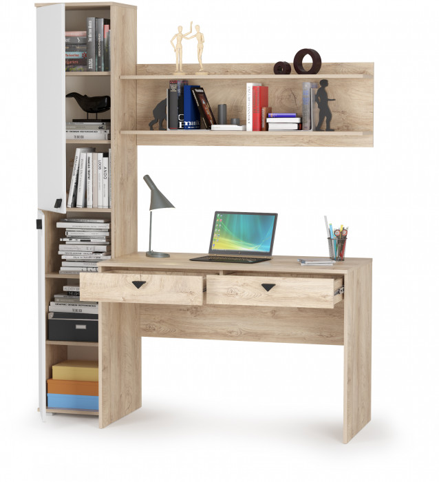 КР100 Бостон № 36, цвет дуб эндгрейн элегантный/фасады МДФ милк рикамо софт, 13.154+12.69+09.132, ШхГхВ 153,8х57,2х194,4 см., универсальная сборка