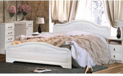 Кэт-6 бодега/сандал Кровать 140 под ортопедическое основание (Бодега белая / Сандал)