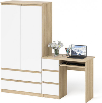 Мори Стол компьютерный МС-6 левый + Шкаф МШ900.1, цвет дуб сонома/белый, ШхГхВ 180,4х50,4х179,6 см., выдвижные ящики слева, НЕ универсальная сборка