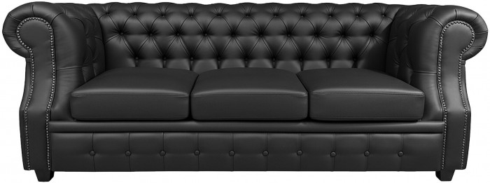 Диван офисный Честер ЛОФТ 3-х местный, экокожа черный