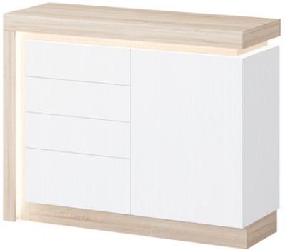 Астра Комод №2, Белый глянец/Сонома (подсветка)