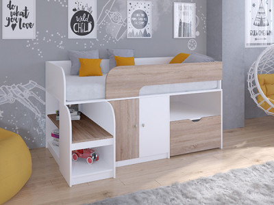 Кровать чердак Астра 9 V4 Белый/Сонома