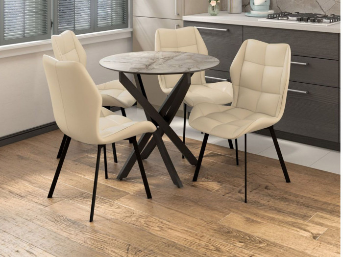 Столовая группа Рим-Монако СМ-4 ноги прямоугольные черные