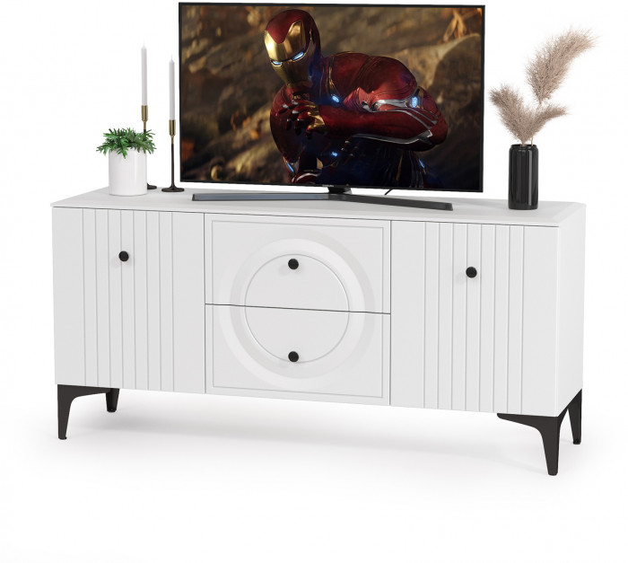 Валенсия Гостиная № 077, ЛДСП белый шагрень/МДФ белый шагрень