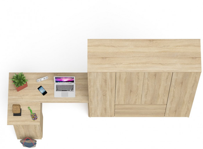 Мори компьютерный стол МС-16 левый + Шкаф МШ1600.1, дуб сонома