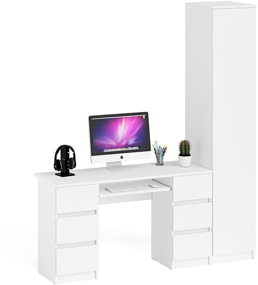 Мори Стол компьютерный МС-2 + Пенал МШ400.1, цвет белый, ШхГхВ 175,8х50,4х209,6 см., универсальная сборка