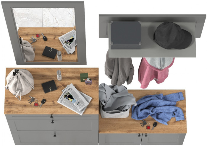 Остин Прихожая 44, серый графит/дуб крафт золотой