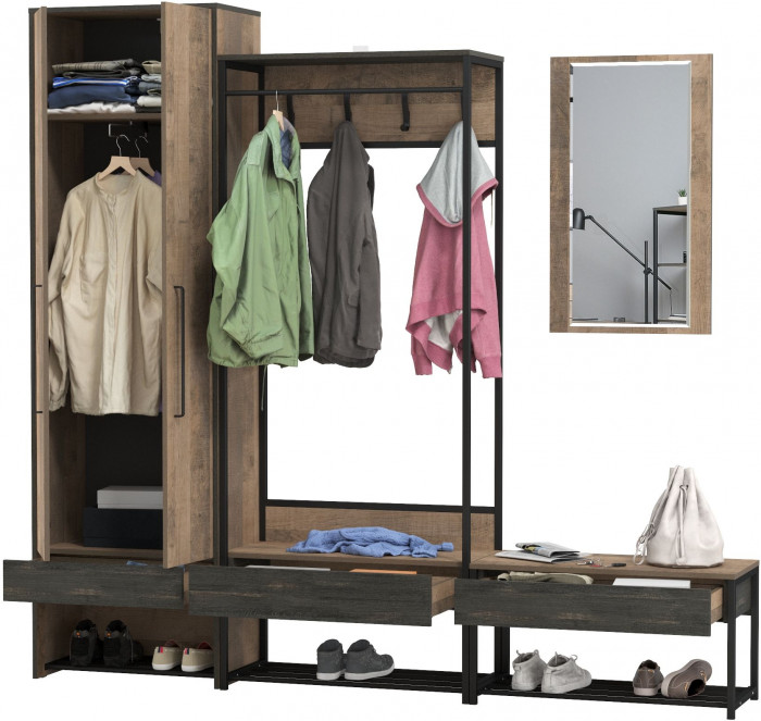 Трувор Прихожая 230, дуб гранж песочный/интра