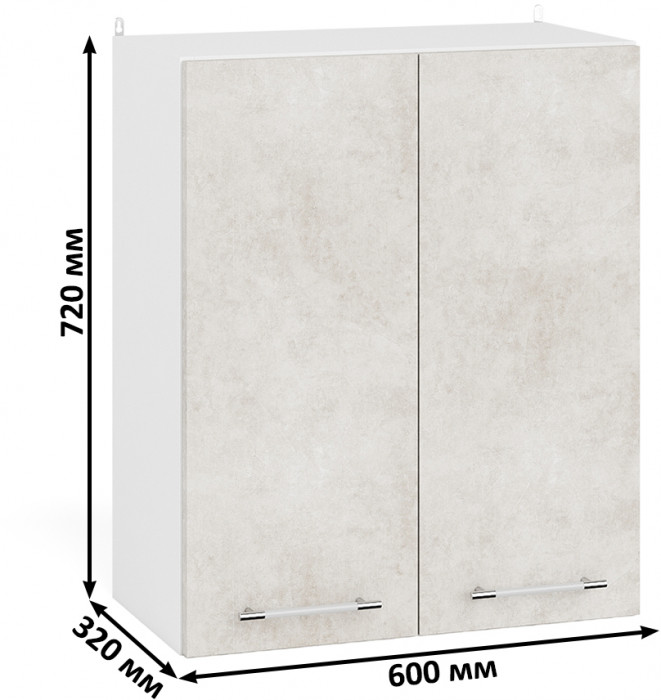 Кухня Мебель--24 ШВ600 Шкаф 60 см., корпус белый/фасад МДФ бетон лофт бежевый
