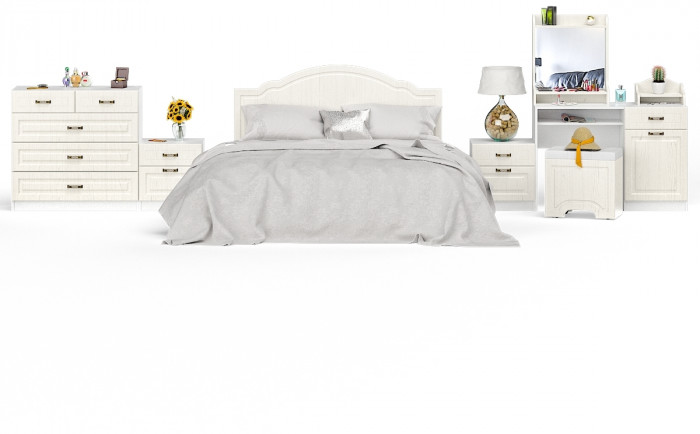 Ливерпуль Спальня № 2 12.46 + 10.118 + 10.117 + 14.02 + 10.103 + 11.08ОСН + две 08.146, ясень ваниль/белый