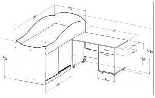 Детская кровать-чердак Дюймовочка-3 без лестницы, Дуб молочный