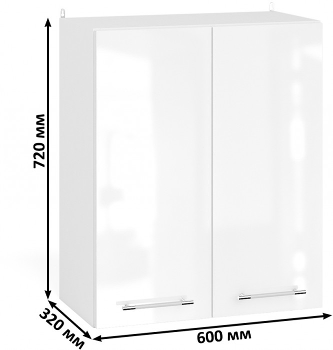 Кухня Мебель--24 ШВ600 Шкаф 60 см., корпус белый/фасад МДФ белый глянец
