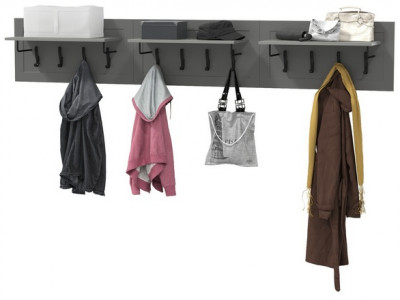 Остин 15.12 Вешалка + 15.12 Вешалка + 15.12 Вешалка, цвет серый графит, ШхГхВ 239,1х29,6х39,7 см.