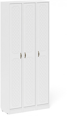 Прихожая П-6 Пенал 3 штуки, цвет белая шагрень/фасады МДФ белое дерево фрезеровка ромб, ШхГхВ 90х35х210 см., универсальная сборка