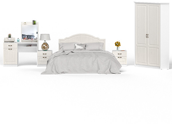 Ливерпуль Спальня № 3 11.08ОСН + две 08.146 + 13.124 + 12.46 + 10.118 + 10.117, ясень ваниль/белый