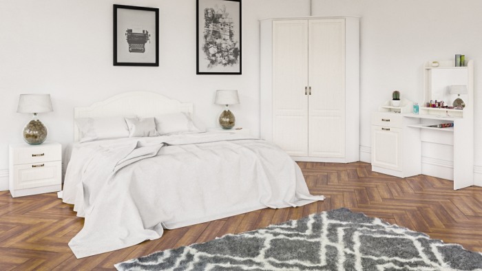 Ливерпуль Спальня № 3 11.08ОСН + две 08.146 + 13.124 + 12.46 + 10.118 + 10.117, ясень ваниль/белый