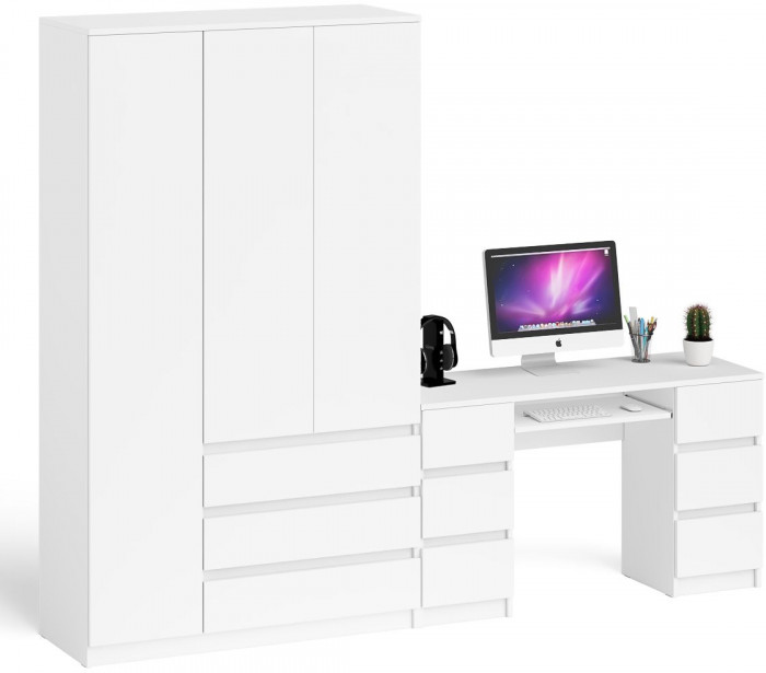 Мори компьютерный стол МС-2 + Шкаф МШ1200.1, белый
