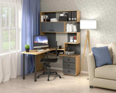 Стол Компьютерный СК-10 ЛЕВЫЙ Дуб крафт/Графит