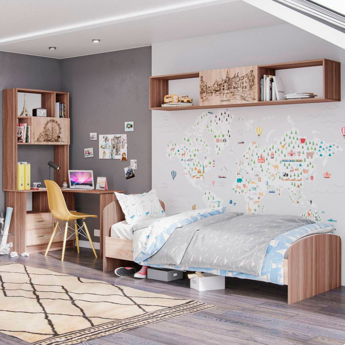 Орион кровать (750х2032х972) ясень шимо/дуб сонома