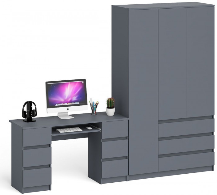 Мори компьютерный стол МС-2 + Шкаф МШ1200.1, графит