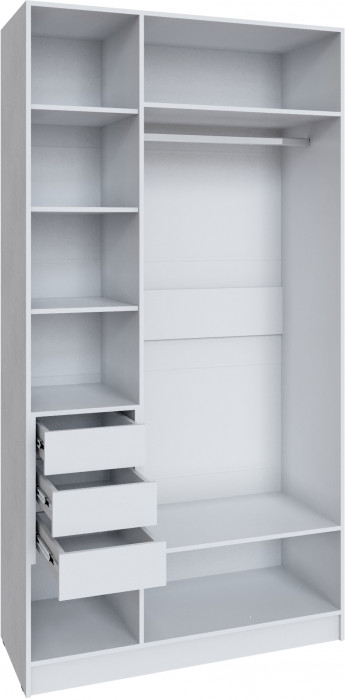 Шкаф Мадрид (1,2) с 3 ящ. внутри без зеркала, Белый