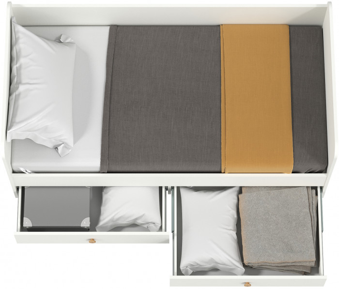 Джастин 11.55 Кровать, цвет белый шагрень, ШхГхВ 163,8х84х70,6 см., сп. м. 800х1600 мм., б/м, осн. есть, макс. нагрузка 80 кг., два выдвижных ящика