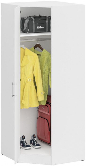 Стандарт Шкаф угловой, цвет белый, ШхГхВ 81,2х81,2х200 см., универсальная дверь, боковина для соединения со шкафами глубиной 52 см.