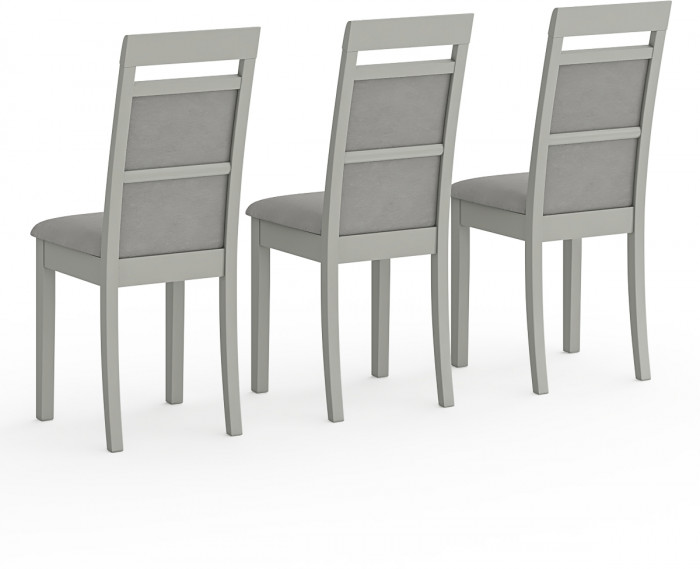 Три стула Мебель--24 Гольф-12 разборных, цвет серый, обивка ткань велюр серый 63, ШхГхВ 40х40х100 см., от пола до верха сиденья 47 см.(мягкая спинка)