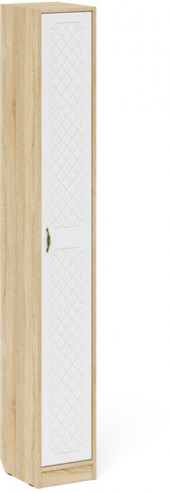 Прихожая П-6 Компоновка № 29, цвет дуб сонома/фасады МДФ белое дерево фрезеровка ромб, ШхГхВ 140х50х210 см., универсальная сборка